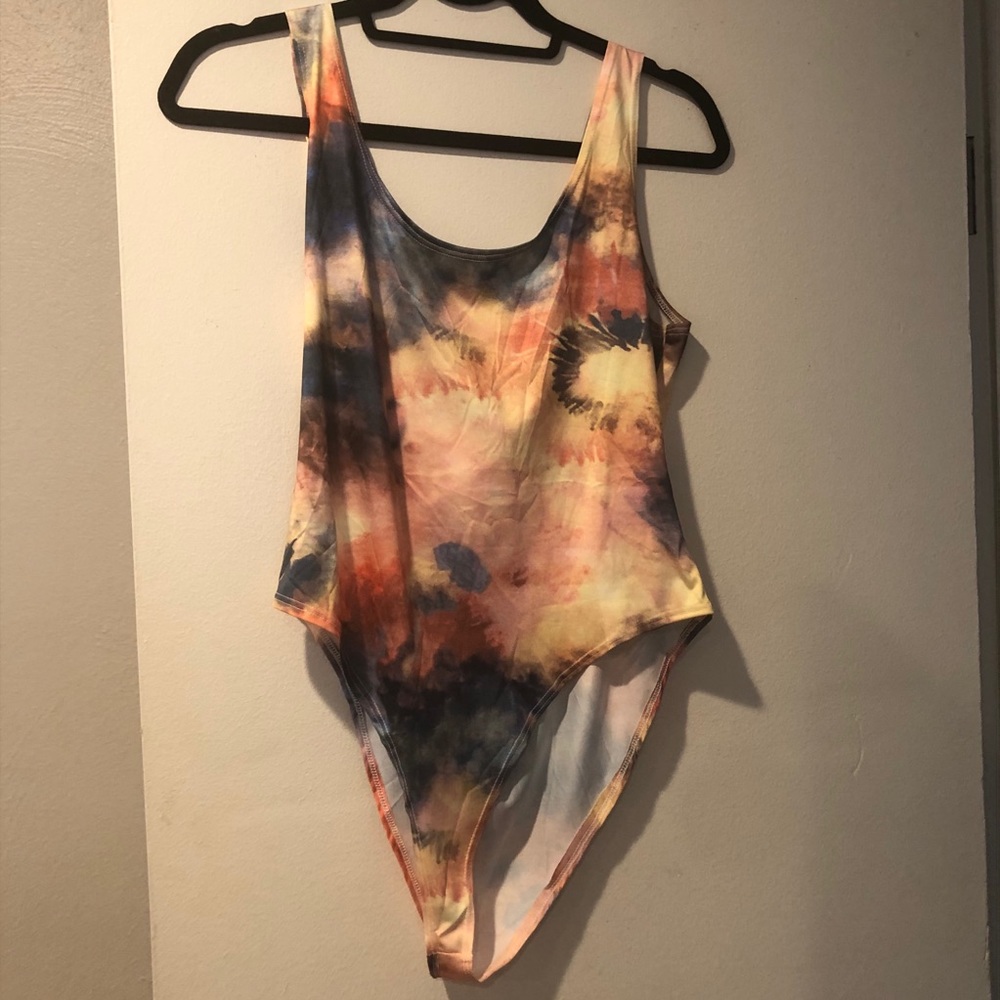 Tie dye high rise body suit tank top